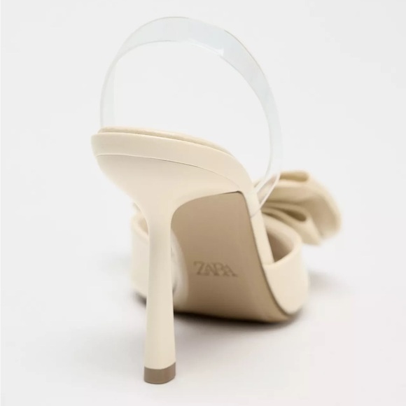 Zara White Slingback Bow Heels - Picture 10 of 10
